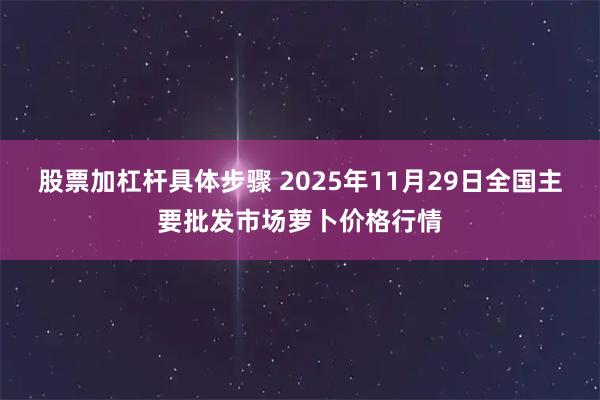 股票加杠杆具体步骤 2025年11月29日全国主要批发市场萝卜价格行情