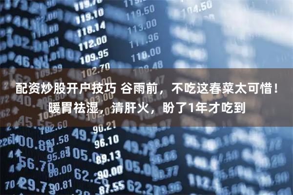 配资炒股开户技巧 谷雨前，不吃这春菜太可惜！暖胃祛湿，清肝火，盼了1年才吃到
